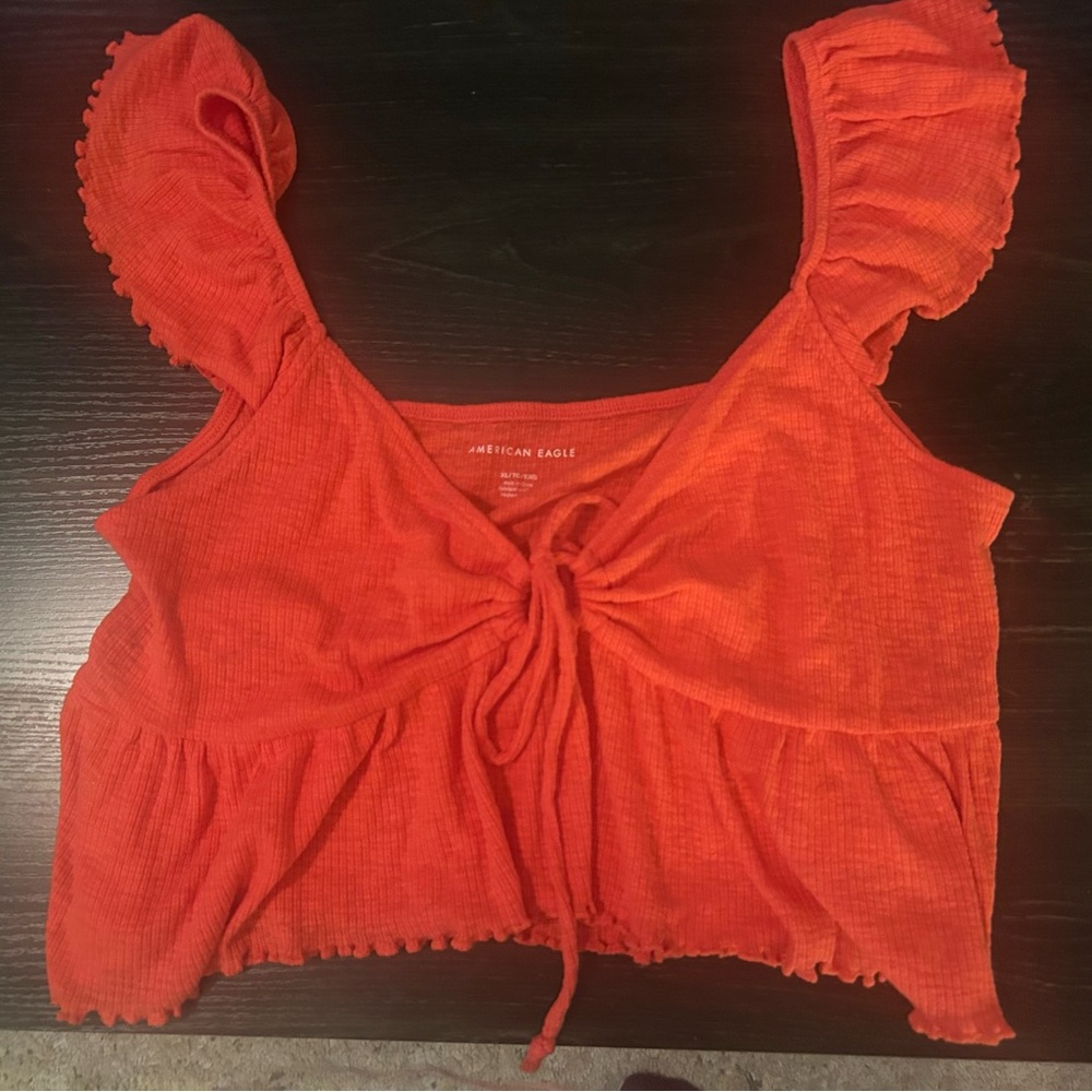 American Eagle Outfitters Bright Red Tie-Front Blouse